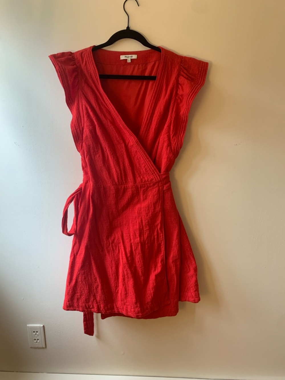 Madewell Red Wrap Dress with Cap Sleeves